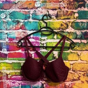 Burgundy Front Closure Underwire Bra